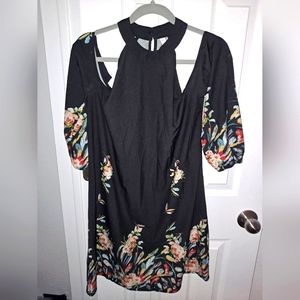 Black flowers dress with open shoulders